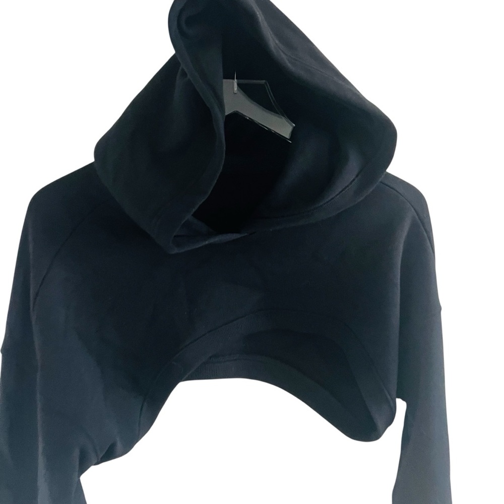 ALO Yoga Black Cropped Open Back Hoodie